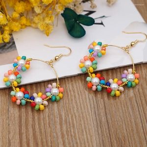 Pendientes De Aro YASTYT Daisy Flower Miyuki Pendiente Con Cuentas Para Mujer Colgante Regalo Gancho Hecho A Mano Gota Para El Oído Joyería De Moda De Verano Anillos Para Los Oídos