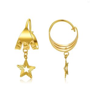 Hoop oorbellen yfn solide 18k gouden bengele voor vrouwen echte gele star hoepels geschenken fijne sieraden