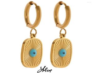 Boucles d'oreilles cerceaux yhpup Eye Square Geométrique Géométrique Slebout en acier inoxydable Couleur Gold Couleur Fashion TRENDY MIDEAL ESTES BIJOURS FEMMES 2962635