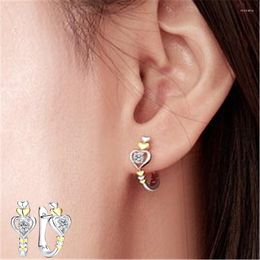 Boucles d'oreilles créoles YOUHAOCC Version coréenne de la mode décontractée en forme de cœur créative pour dames bijoux en Zircon bicolore