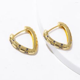 Boucles d'oreilles créoles Yunkingdom luxe jaune or couleur bleu CZ cercle pour femmes bijoux cadeaux boucles d'oreilles géométriques