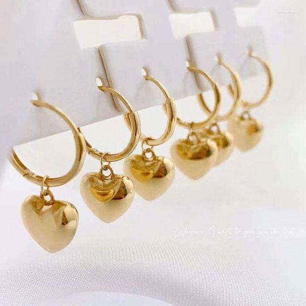 Pendientes de aro YUNLI Real 18K Gold Earring Pure AU750 Heart Drop Vintage para mujer Regalo de joyería fina