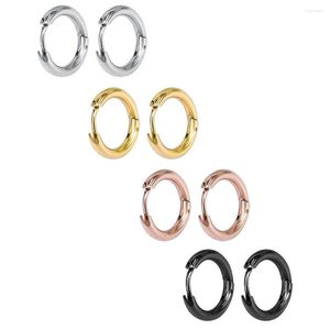 Pendientes de aro ZEMO, Pendientes chapados en oro rosa, joyería DNA Boy, Pendientes redondos de acero inoxidable, Piercings de cartílago de oreja para hombres y mujeres