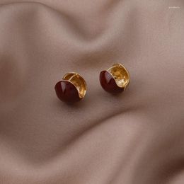 Boucles d'oreilles créoles ZHIXUN 2023 coréen exquis haricot rouge pour les femmes mode tempérament Simple polyvalent femmes bijoux