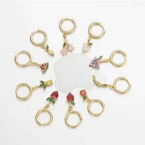 ZHOUYANG – boucles d'oreilles en forme de fruit et de cerise pour filles, bijoux en cristal, couleur or, accessoires tendance, bijoux KBE058