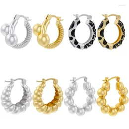 Boucles d'oreilles créoles ZHUKOU 4 Styles imprimé léopard émail petit pour femmes perles en laiton forme Piercing VE1215
