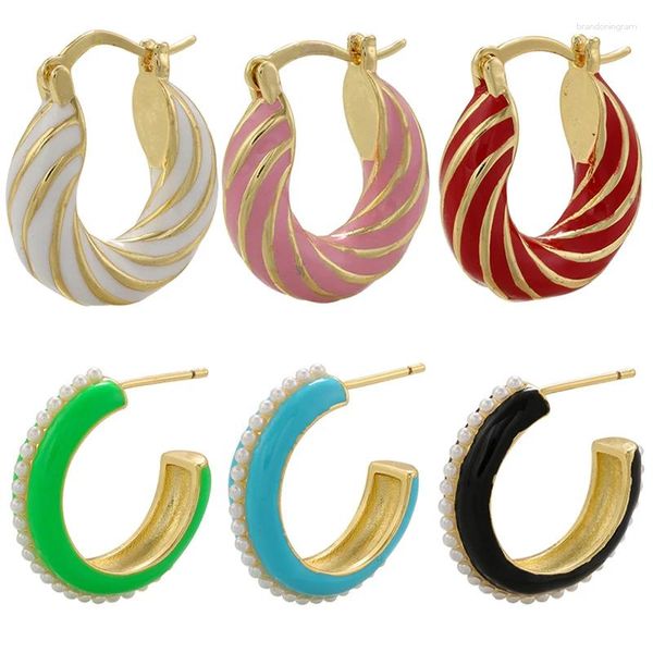 ZHUKOU – boucles d'oreilles en émail, petites perles multicolores, goutte d'huile, en laiton, bijoux de plage à la mode, vente en gros, VE1122