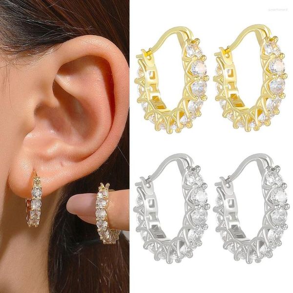 Boucles d'oreilles créoles en Zircon pour femmes, bijoux tendance français léger, luxe, dentelle en cristal, 2Z40, 2023