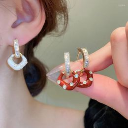 Boucles d'oreilles créoles en Zircon pour femmes, carré, goutte d'huile, Design créatif, sens, bijoux personnalisés