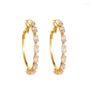 Pendientes de aro ZWPON moda pavé cristal círculo hueco oro plata Color aleación para mujer