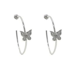 Hoop Hie 2021 Bling CZ Cute Butterfly Earring Goud Sier kleur Minimale delicate trendy mode -sieraden vrouwen