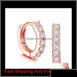 Hoop Hie Boucles d'oreilles Bijoux 925 Sterling Sier Petit avec Zircon Mode Cadeau de fiançailles pour femmes Flash Forage Boucle d'oreille Hj260 K8Ubc Ekwbx D