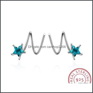 Hoop hie oorbellen sieraden echt 925 Sterling Sier Persoonlijkheid Minimalistische spiraalvormige Snakelike Ear Bones Buckle Stud voor vrouwen Drop levering