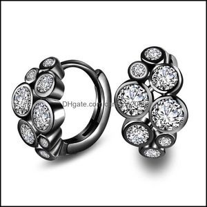Hoop Hie Earrings sieraden Sier Black Fashion Crystal Pearl For Women Girl Wedding Party Groothandel - Drop Delivery 2021 WKVUJ