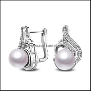 Hoop Hie Earrings sieraden Sier Fashion Crystal Pearl For Women Girl Wedding Party Groothandel - 0673Wh Drop Delivery 2021 BQMSZ