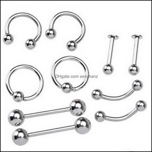 Hoop Hie Jewelry Boucles d'oreilles courbées unisexes en acier inoxydable pour sourcils, nez, lèvres, tétons, punk 10 pièces. Livraison directe 2021 Qoyzl