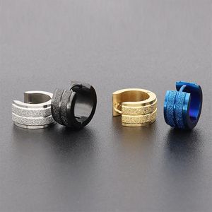 Hoepel Huggie 1 Paar Kleur Blauw Gouden Oorbellen Kleine Cirkel Mode Rvs Mannen Vrouwen Sieraden Accessoires275I