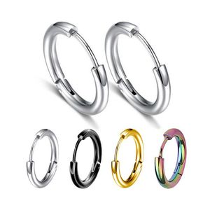 Hoop Huggie 1 paar roestvrijstalen oorbellen voor vrouwen / mannen ronde cirkel oorbel piercing punk kraakbeen tragus