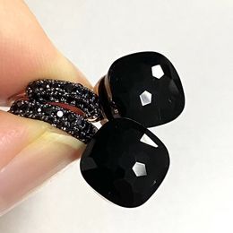 Hoop Huggie 10,6 mm klassieke nudo oorbellen zwart pistool verguld voor vrouwen Amethist zwarte onyx oorbellen snoep vierkante kristallen oorbellen cadeau 230825
