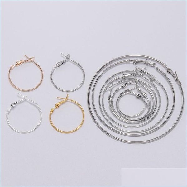 Hoop Huggie 10Pcs / Lot Boucles d'oreilles rondes en or Crochets pour la fabrication de bijoux Trouver Boucles d'oreilles à faire soi-même Accessoires Fournitures 1501 Q2 Drop Deliver Dh9Jm