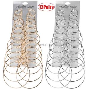 Hoop Huggie 12 paires/6 paires/1 paire de boucles d'oreilles punk simples serties de grandes boucles d'oreilles rondes et de bijoux adaptés aux femmes 240326