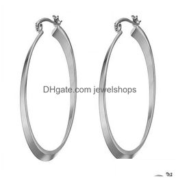 Hoop Huggie – boucles d'oreilles circulaires en or jaune massif 14K, bijoux cadeau pour femmes, longueur environ 58Mm largeur 30Mm, livraison directe Dhx8H