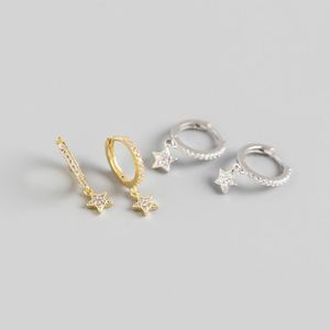 Hoop Huggie 1pair 100% Authentiek 925 Sterling Silver CZ Set Star Earrings Sieraden