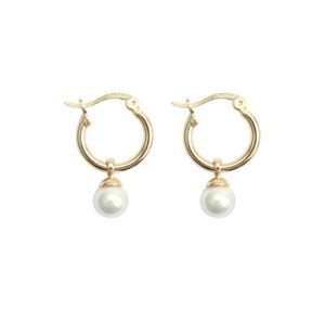 Hoop Huggie 1Pair 18K Goud 135 mm Cute Real925 Sterling Silver Shell Pearl Loop Circle Earring Oorbeen Fiercied Charms CF28294538641