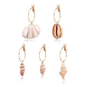 Hoop Huggie 1Pair Gold Color Natural Ocean Shell oorbellen vrouwen elegante sieraden zeekconch hanger Big Circle Pendientes E292