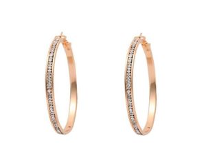 Hoop Huggie 2021 Pendientes de moda Cristal transparente Gran círculo Chapado en oro Lazo para mujer Accesorio de joyería para mujer49700394697191