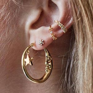 Hoop Huggie 2021 Punk Earrings sieraden voor vrouwen Vintage Stud Pentagram Statement retro geschenken grote mode -accessoires cool spul Gothic