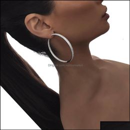 Hoop Huggie 25mm 50mm grand petit cerceau boucle d'oreille FL Lab diamant CZ pavé cercle cerceaux mode européenne femmes cadeau Bling Design Drop Dhkim