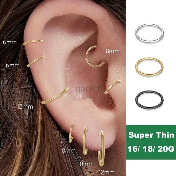 Hoop Huggie 2PCS anneaux de nez en acier inoxydable 316L sans couture adaptés aux hommes et aux femmes boucles d'oreilles bouchons d'oreilles en spirale hexagonale bijoux perforés 20G 18G 16G 24326