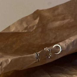 Hoop Huggie 3 pièces/lot de boucles d'oreilles chaîne en argent avec poignets non perforé faux clip de boîte en carton adapté aux femmes tendance créative bijoux de Noël 240326