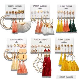Hoop Huggie 36 Styles Brincos Vrouw Diy Sier Gold Tassel oorbellen voor vrouwen Big Geometrische oorrang Set Fashion sieraden Drop Dhhtm