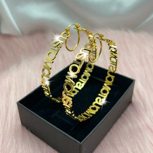 Hoop Huggie 40-70MM Earings Stainless Steel Hoop Earrings Customized Name Earring For Woman Custom BridesMaid Gift 230809