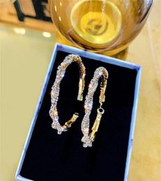 Hoop Huggie 45mm Diamant Earring Vrouwen sieraden gevoelige oren grote grote oorbellen passen originele merk charmes voor fijn maken 8027958