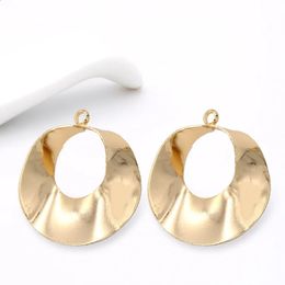 Hoop Huggie 6PCS 14k goudkleurig messing onregelmatige ronde glanzende hangers DIY oorbel bedels sieraden accessoires oorbellen bevindingen 231102
