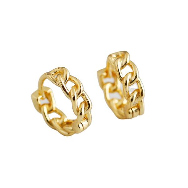 Hoop Huggie 8mm * 3mm PEQUEÑO 1 par 100% Auténtica Plata de Ley 925 Blanco / Oro Cadena de cuerda trenzada Pendientes Joyería CE96