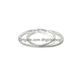 Hoop Huggie 925 Sier Plated Ronde Dunne Hoops Hie Strass Kristallen Cirkel Oorbellen Voor Vrouwen Drop Levering Sieraden Dhdb9