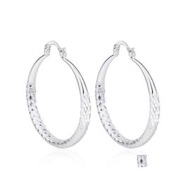 Hoop Huggie 925 Sterling Sier Big Earring Vrouwen dame 5 cm cirkel kwaliteit mode bruiloft mooi sieraden drop levering oorbellen ot7h8