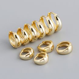 Hoop Huggie 925 Sterling Silver Earring Classic Golden Wide Noodles Round Ear Ring Multi Size Wild Personality Trend Female Girl Sieraden 230807