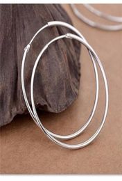 Hoop Huggie 925 Boucles d'oreilles en argent sterling grandes boucles d'oreilles pour femmes Round Silver Circle 2211088697991