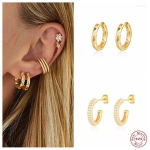 Hoop Huggie Aide 925 en argent Sterling pavé Zircon grand cercle boucles d'oreilles pour les femmes de luxe cristal mosaïque Pendiente JewelryHoop Kirs22