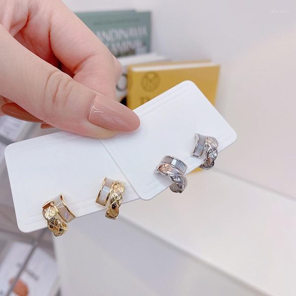 Hoop Huggie Arrive Double Circle Shine Shell Boucle d'oreille pour les femmes Romantique Zircon Stud Bling Drop Ear Ring Bijoux BrincosHoop HoopHoop Dale2