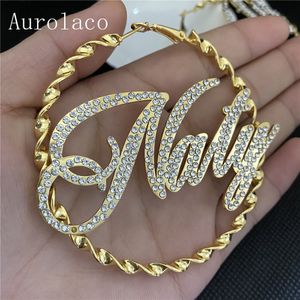 Hoop Huggie Aurolaco Aangepaste naam oorbellen met diamanten op maat