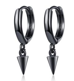 Hoop Huggie Black Spike Small Round Goth Cool 925 Sterling Silver Earrings For Women Men Trendy Fashion Jewelry Gift7099139