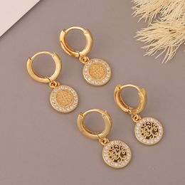 Hoop Huggie Bohemen Wit Kristal Zirkoon Opknoping Oorbellen Goud Kleur Klassieke Vintage Disc Oor Ring Sieraden Voor Vrouwen Trend Gift 230531