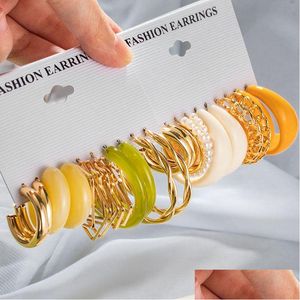 Hoop Huggie Boheemse Colorf Acryl Druppel Oorbellen Set Voor Vrouwen Vlinder Parel Trend Van Oorbel Partij Sieraden Levering Dhgarden Otf2I