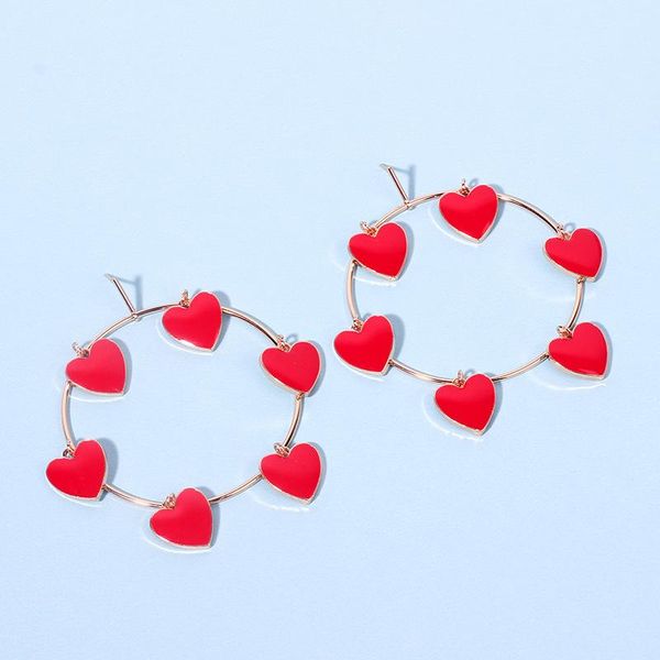 Pendientes de aro Huggie con forma de corazón bohemio, abalorios Vintage nostálgicos nacionales, joyería Punk, regalos de amistad, fiesta 2021